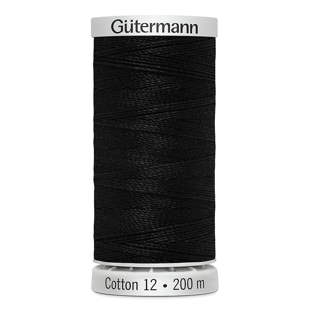 Fil de coton 12 wt - Noir - GÜTERMANN - 200m