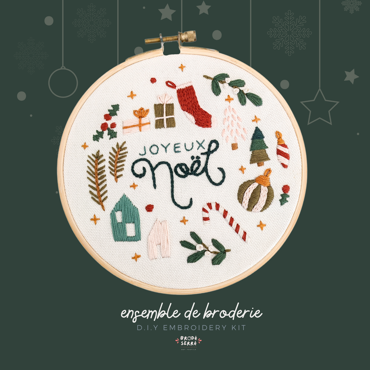 Ensemble de broderie - Joyeux Noël - BRODÉ SERRÉ